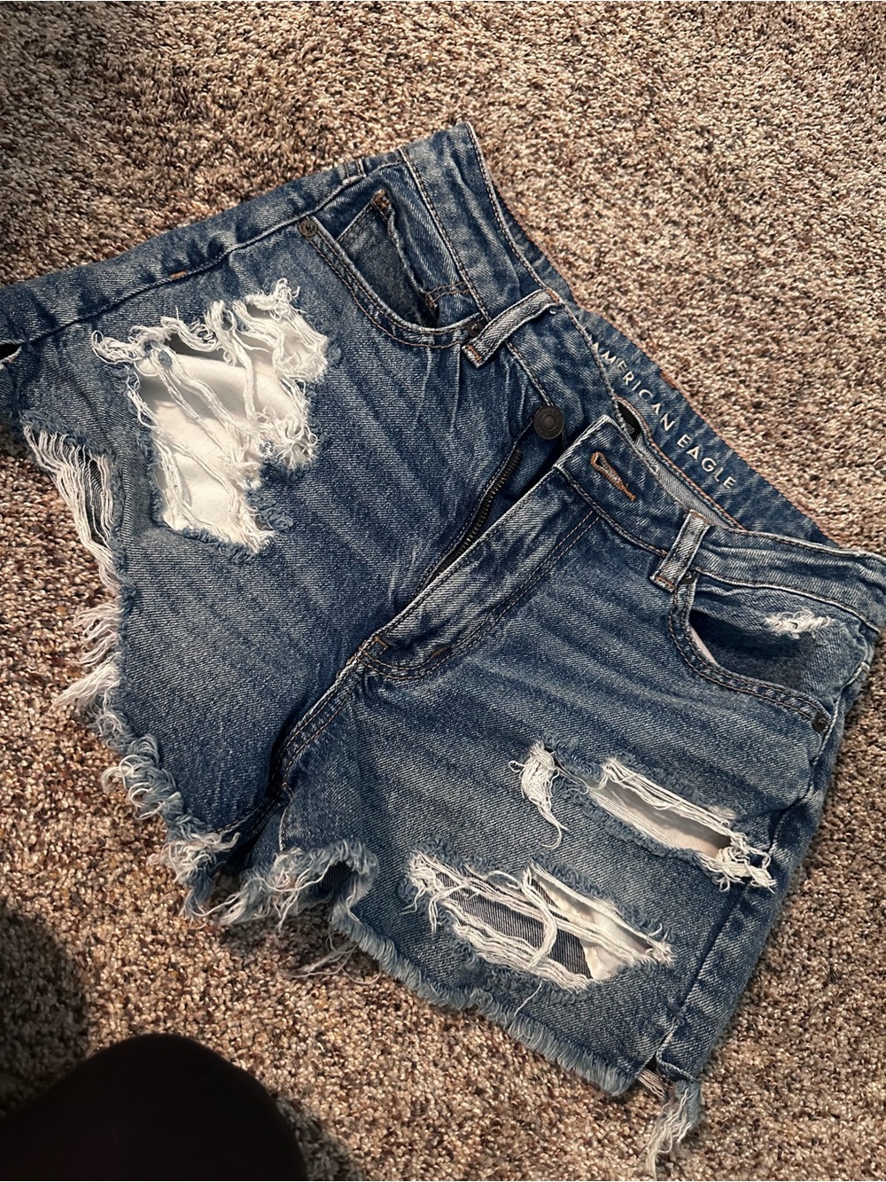 American Eagle Outfitters Distressed Cutoff Denim Shorts - Blue
